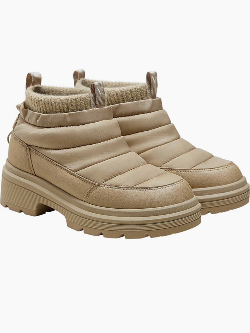 NEW! Viviana Quilted Slip-On Winter Booties in Beige